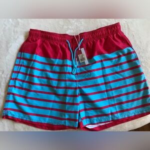 Southern Tide Red and Blue Striped Men's Swim Shorts